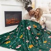 Christmas Gingerbread Throw Blanket, Green Holiday Christmas Fleece Blanket, Soft, Plush, Warm Winter Cabin Throw - 2 of 4