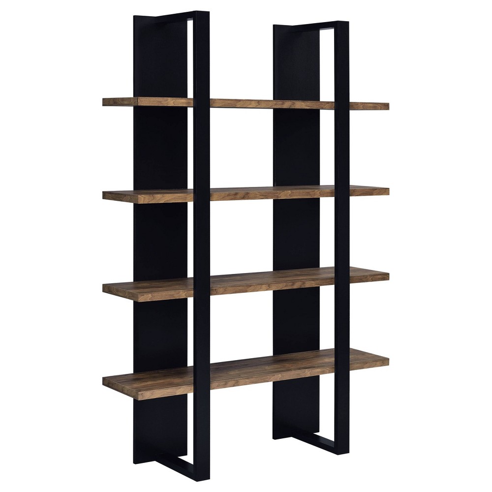 Photos - Wall Shelf 70.75" Danbrook 4 Shelf Bookcase Black/Walnut - Coaster