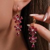 Vuskdtei18K Gold Plated Flower Dangle Earrings for Women, Hypoallergenic Cubic Zirconia Earrings, Elegant Chandelier Drop Earrings - 2 of 4