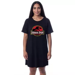 Jurassic Park Womens' Dinosaur Film Logo Nightgown Sleep Pajama Shirt