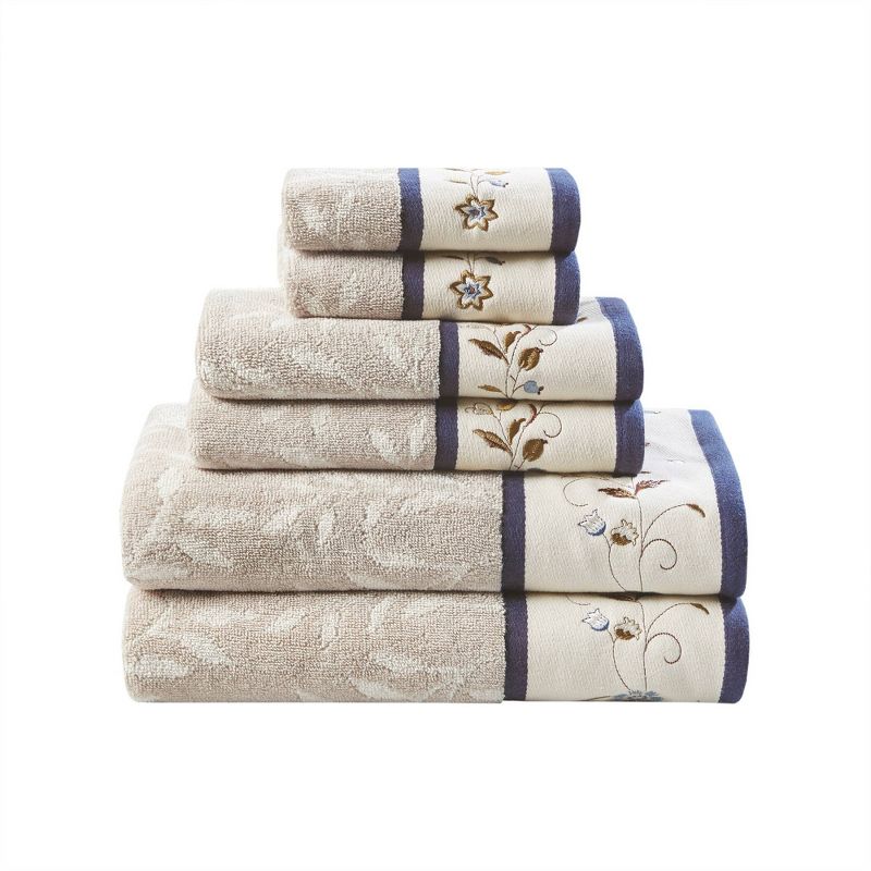 6pc Monroe Embroidered Cotton Jacquard Towel Set - Madison Park, 3 of 8