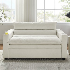 PAGED Modern Velvet Accent Chair, Convertible Sofa Chair 3-in-1, Adjustable Sleeper Chair with Cup Holder for Living Room - 1 of 4
