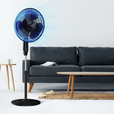 Vie Air 16 Inch Black Aluminum Remote Controlled Oscillating Pedestal Fan