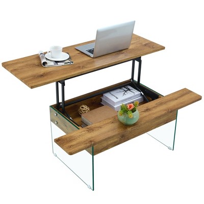 Dexmalle Combining walnut wood grain with tempered glass coffee table with lifting function