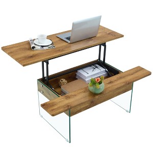 Dexmalle Combining walnut wood grain with tempered glass coffee table with lifting function - 1 of 4