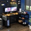 L Shaped Computer Desk with Power Outlets & LED Light - 2 of 4