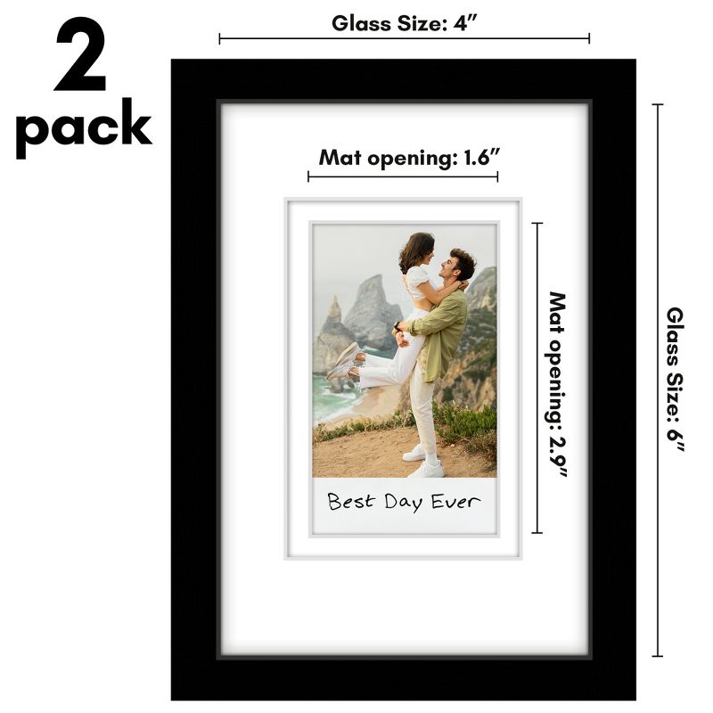 Americanflat Mini Instant Photo Frame with Double White Mat - Display 2.1x3.4 Photos - Black - Multi Pack, 4 of 8