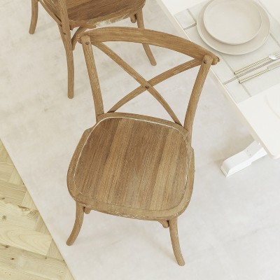 Medium Natural White Grain Elmwood X-Back Side Chair