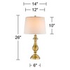 Regency Hill Traditional Table Lamp 26" High Antique Brass Candlestick White Fabric Drum Shade for Living Room Family Bedroom Bedside - image 4 of 4