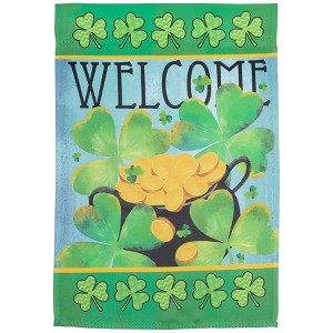 Northlight Pot of Gold "Welcome" St. Patrick's Day Outdoor Garden Flag - 12.5" x 18" - 1 of 4