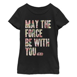Girl's Star Wars May the Force Be With You Floral T-Shirt - 1 of 3