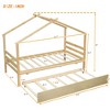 LOVMOR Twin Size Wood House Bedframe with Pull-out Trundle and Safety Guaranteed for Kids Girls Boys,Slats Support,Natural - 2 of 4