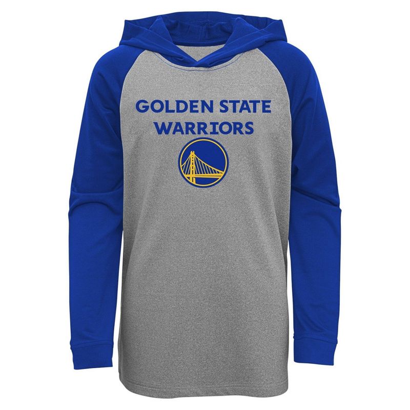 NBA Golden State Warriors Youth Gray Long Sleeve Light Weight Hooded Sweatshirt, 1 of 2