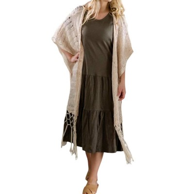 Women's Crochet Knit Fringe Sweater - KORI