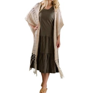 Women's Crochet Knit Fringe Sweater - KORI - 1 of 3