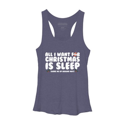 Women's Design By Humans All I Want For Christmas Is Sleep By Thingsandthings Racerback Tank Top