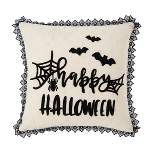 C&F Home 18" x 18" Happy Halloween Embroidered Bats and Spiderweb Throw Pillow