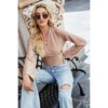 Womens Long Sleeve Hollow Out Crop Top T-Shirt Cropped Criss Cross Neck Waist-Cinching Sexy - 4 of 4