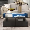 Lift-Top Coffee Table with LED, 2 Drawers & Glass Top, Square Cocktail Table High-Gloss Sofa Side Table Storage Center Table, White/Black - ModernLuxe - 3 of 4