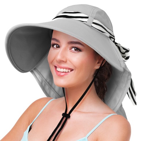 Tirrinia Wide Brim Women's Sun Hat With Neck Flap, Foldable Uv
