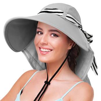 Tirrinia Floral Scarf Wide Brim Women's Sun Hat with Neck Flap, Foldable UV Protection Cap for Garden Beach Hiking