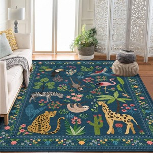 Washable Animal Living Room Rug, Soft Low Pile Non Slip Large Carpet for Bedroom, Nursery, Farmhouse, Hallway, Entryway, Laundry, Nursery, Kids Room - 1 of 4