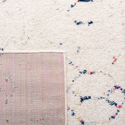 Boho-Chic Ivory/Blue Square Synthetic Area Rug, 6'7"