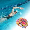 Unique Bargains Polyester Elasticity Flower Pattern Swim Cap 5.91"x9.25" Blue Yellow Pink 1 Pc - 2 of 4