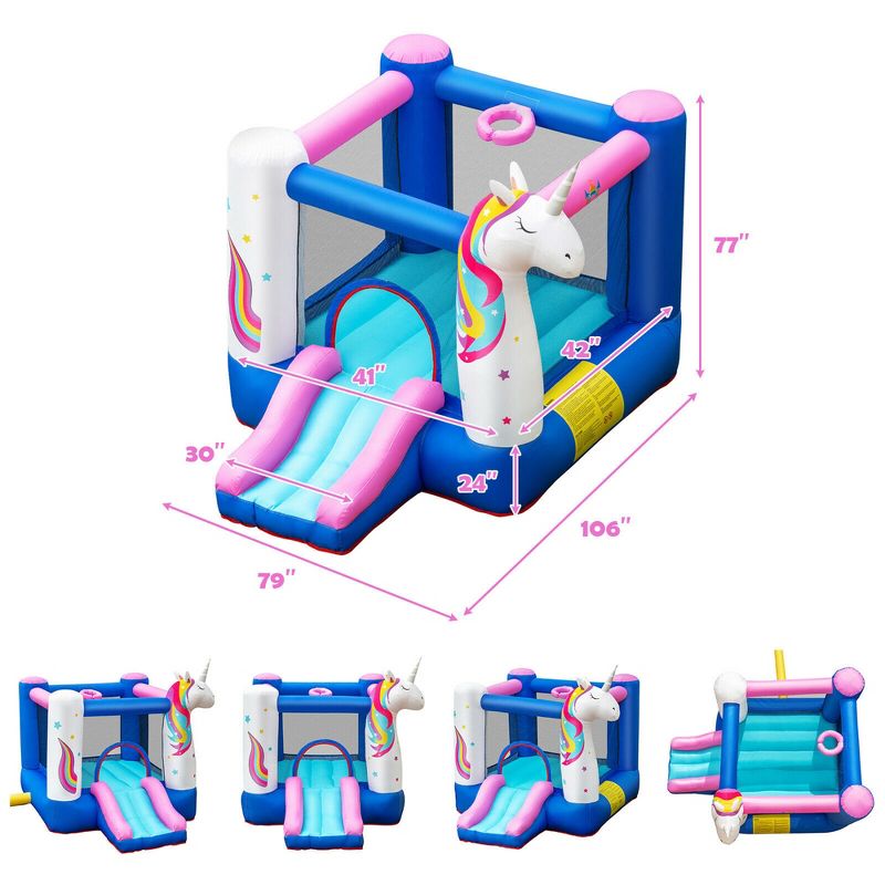 Costway Slide Bouncer Inflatable Jumping Castle Basketball Game w/ 480W Blower, 2 of 11