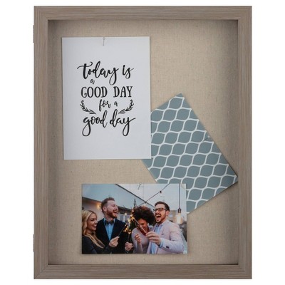 12" x 15" Distressed Shadow Box Gray - Gallery Solutions