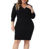 Agnes Orinda Women's Plus Size Knit Long Sleeve Zipper Collar Pullover Mini Sweater Dresses - 2 of 4