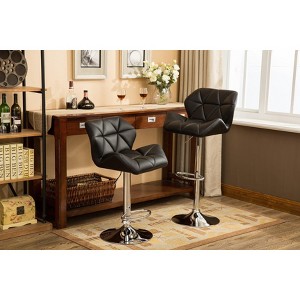 Roundhill Furniture Glasgow Contemporary Tufted Adjustable Height Hidraulic Bar Stools, Black, Set of 2 - 1 of 4