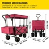 Extra Large Collapsible Garden Wagon with Removable Canopy, Heavy-Duty Folding Utility Cart with Storage - 3 of 4