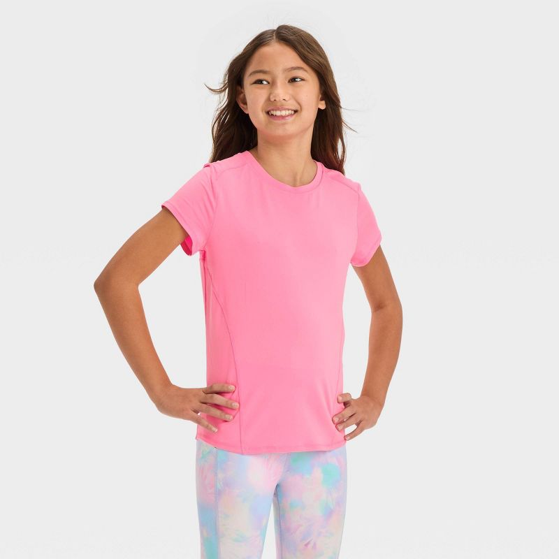 Girls' Short Sleeve Fashion T-Shirt - All In Motion™, 1 of 5