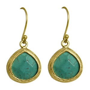 Zirconite Small Agate Pear Shape Drop Earring - Turquoise, Women