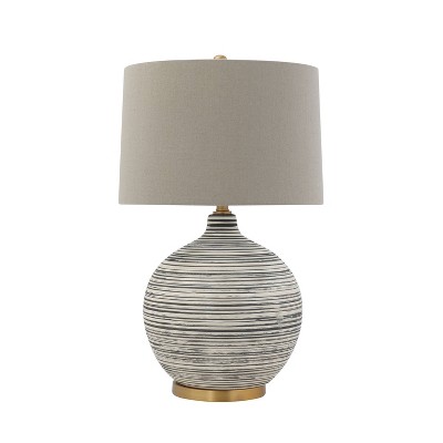 Modern Black and Gray Ceramic Table Lamp with Linen Shade