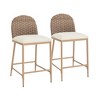 Christopher Knight Home Cedricon 25" Farmhouse Rattan Upholstered Barstools (Set of 2) - 3 of 4