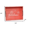 HomeRoots 16" Red And White Freedom Serving Tray With Handles - 3 of 4