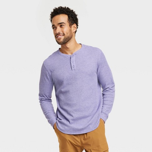 Men's Waffle-knit Henley Athletic Top - All In Motion™ Purple L : Target