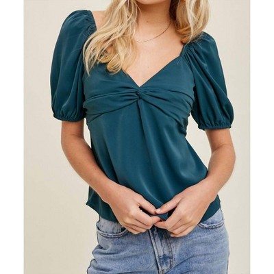 Women's Puff Sleeve Babydoll Top - WISHLIST