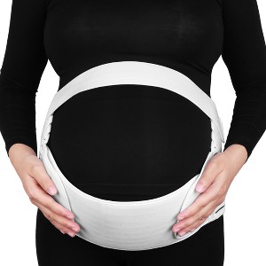 Unique Bargains Maternity Support Belt Pregnancy Waist Abdomen Belly Back Brace Band White - 1 of 4