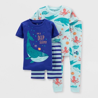 Image of Baby Boys' 4pc Whale Pajama Set - Just One You® made by carter's Blue 9M