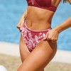 Women's Tropical Red Floral Print High-Rise Cheeky Bikini Bottoms - Cupshe - 4 of 4