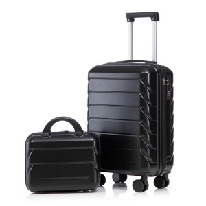 ChicFurnit Bag and Luggage Sets Hardside Checked Luggage, ABS Suitcase with Double Spinner Wheels, TSA Lock, Black, 14.4"*9.1"*22.2" - 1 of 4