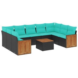vidaXL Patio Sofa Set Black - With Table - 1 of 4