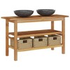 vidaXL Bathroom Vanity Cabinet with Black Marble Sinks Solid Wood Teak - 2 of 4