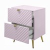 Royal Hampton Nightstand, Geometric 2 Drawers, Gold Metal, 25 Inch Pink Wood - 4 of 4