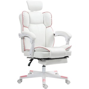 TopComfy Accent Chairs Ergonomic Support Gaming Office Chair with Recliner and Footrest Comfortable Chair for Office, White, 28"*25.6"*44.9" - 1 of 4