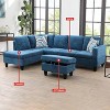 AndMakers 97 in. W Square Arm 3-piece Linen Transitional L Shaped Sectional Sofa in Blue - 2 of 4