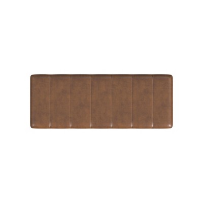 Theodore 42.5" Brown Faux Leather and Black Metal Bench